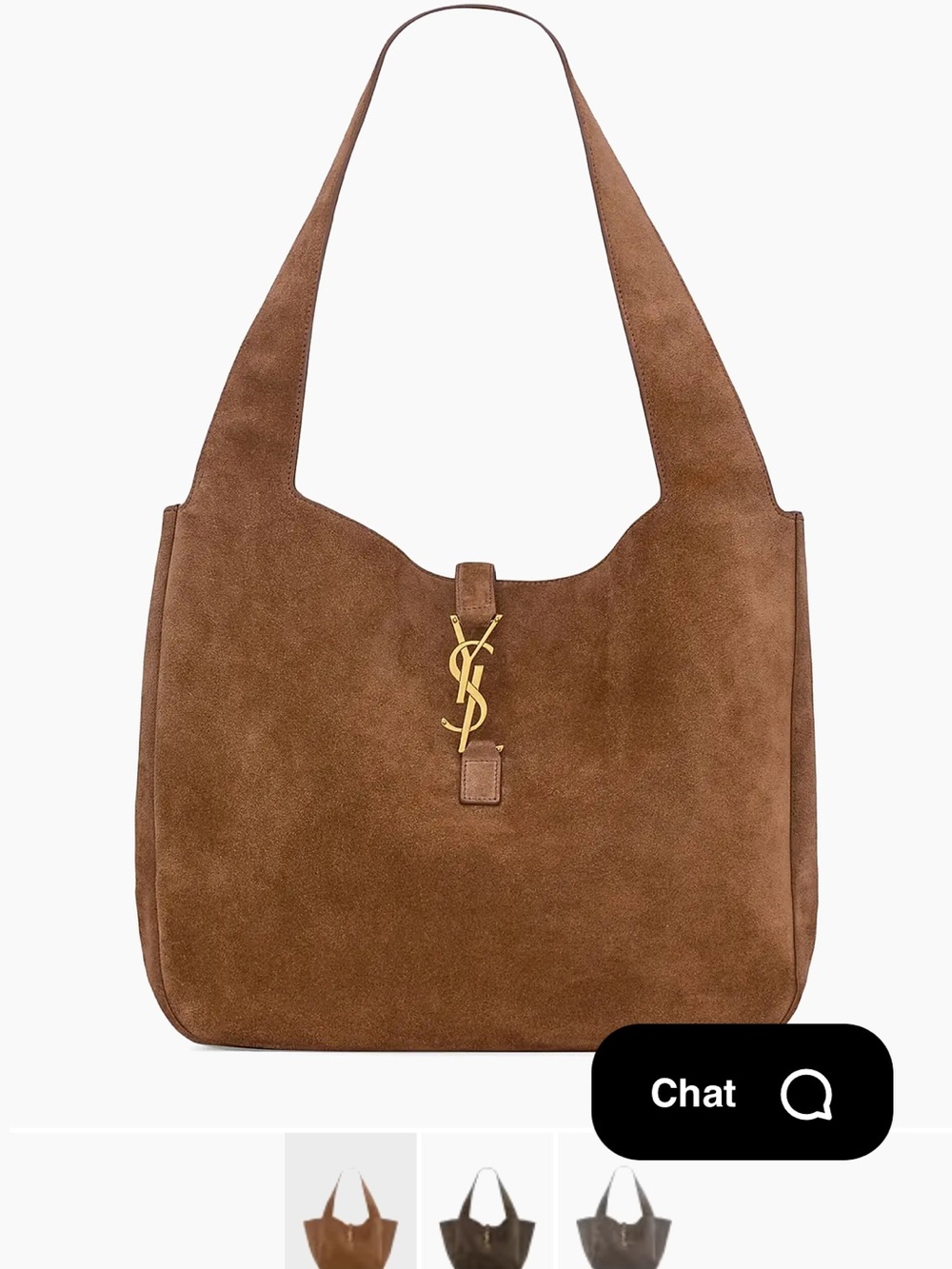 Saint Laurent Brown Suede Tote with Gold YSL Emblem - Picture 2 of 16